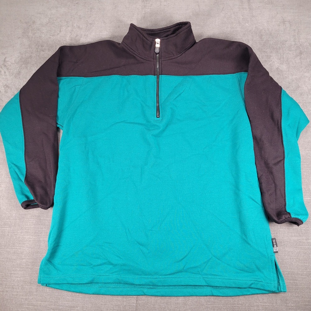 USA Olympics Vintage Pullover Sweatshirt Quarter Zip Color‎ Block Teal Black
